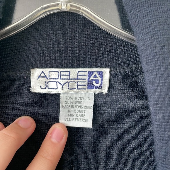 vintage dark navy blue adele joyce sweater cardigan - Picture 2 of 6